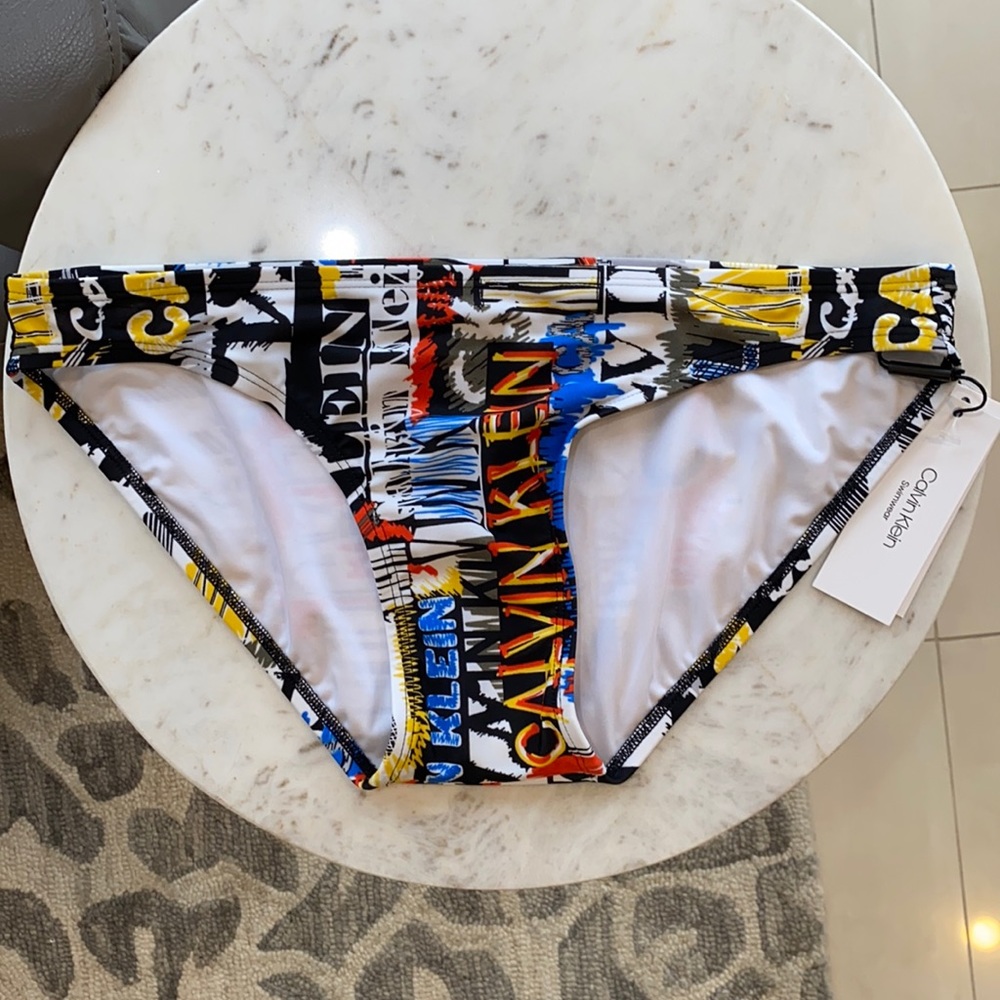 Calvin Klein Graffiti Logo Bikini Bottom, Small